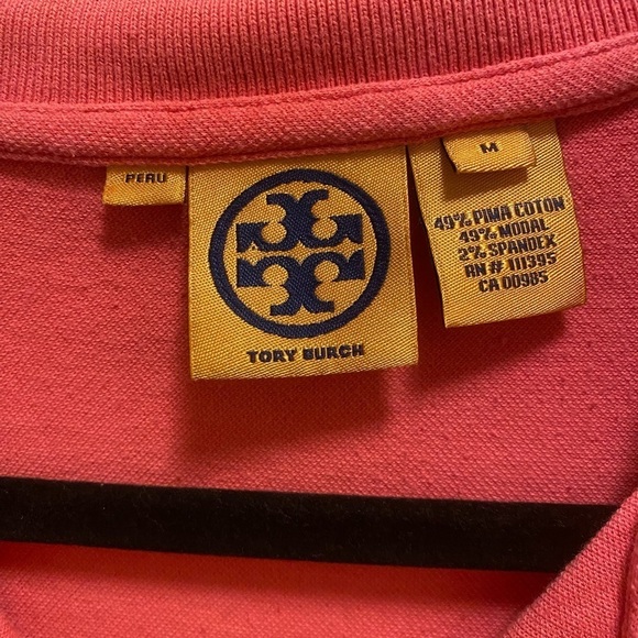 Tory Burch Pink Short Sleeve Polo Shirt With Gold Logo Buttons - Picture 4 of 7